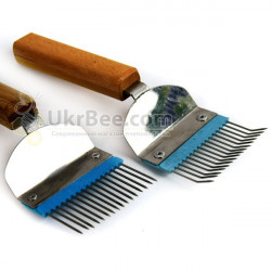 Stainless steel uncapping fork (wooden handle)