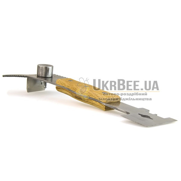Hive tool and nail puller with frame lifter "New-Profi-270", stainless steel + wooden handle