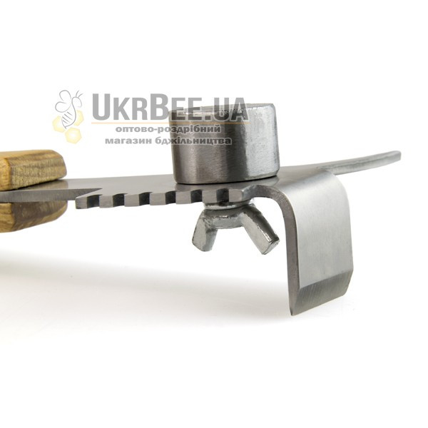 Hive tool and nail puller with frame lifter "New-Profi-270", stainless steel + wooden handle