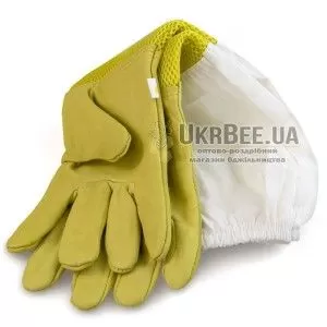 Перчатки пчеловода желтые "Air-Premium" (кожа+сетка) рис. 1