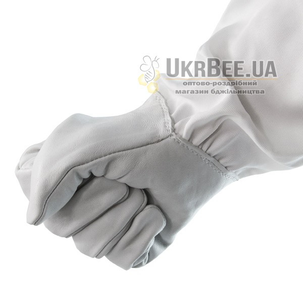 Перчатки пчеловода серые (кожа+лён)