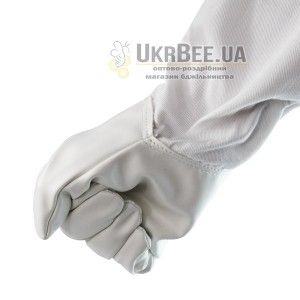 Перчатки пчеловода белые (кожа+коттон)