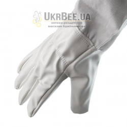 White Beekeeping Gloves (Faux Leather + Cotton)