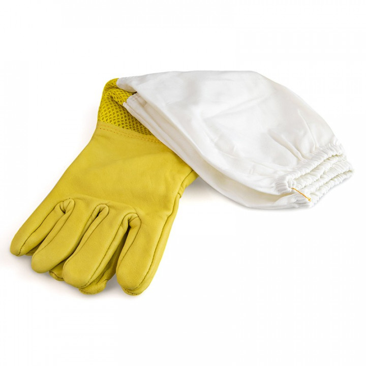 Yellow Ventilated Beekeeping Gloves "Air-Premium" (Leather + Mesh)