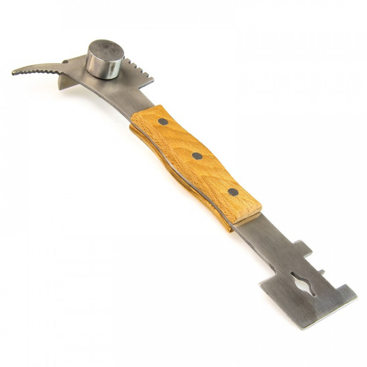 Hive tool and nail puller with frame lifter "New-Profi-270", stainless steel + wooden handle