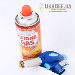 Gas burner with piezo ignition + gas cylinder