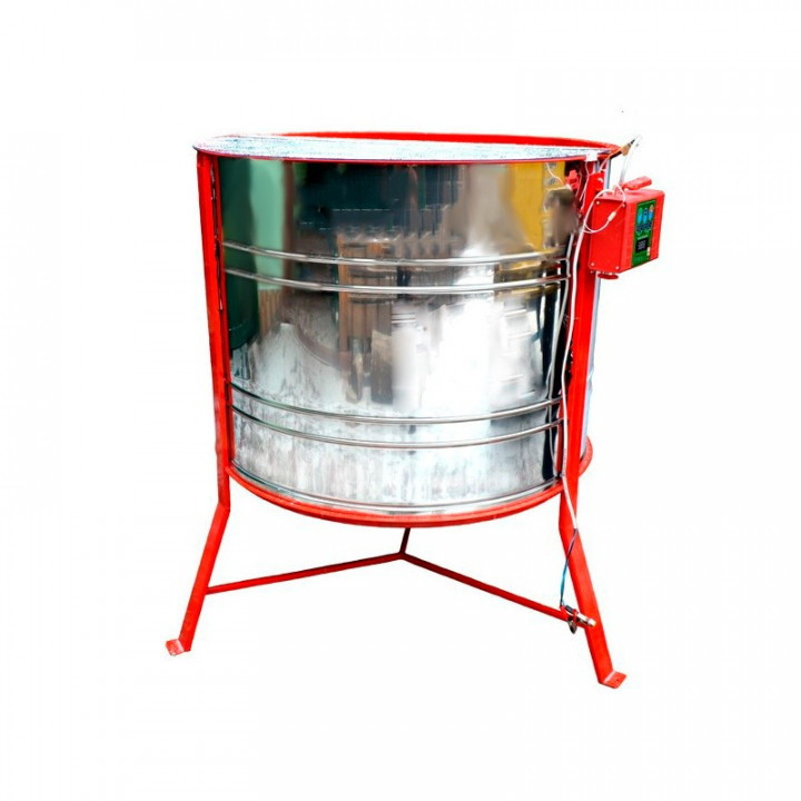 Automatic 6-frame honey extractor for "Dadant" frames. Reversible cages. Stainless steel (tank, rotor) with lid