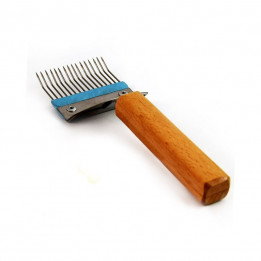 Stainless steel uncapping fork (wooden handle)