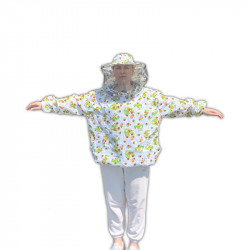 Beekeeping Jacket with Round Veil, Natural Chintz Fabric