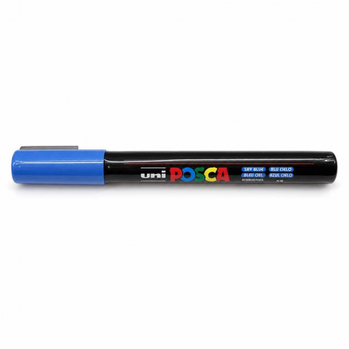 Синій маркер uni POSCA горизонтально на білому фоні