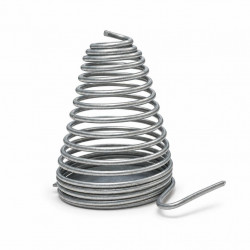 Metal spiral cap with a side hook on a white background