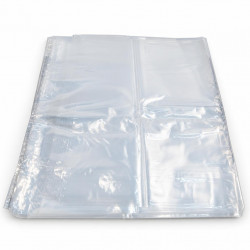 Folded clear liner bags on a white background