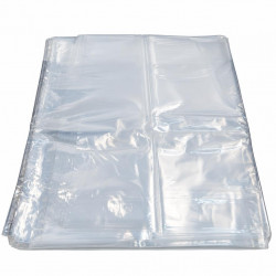 Stack of folded clear liner bags on a white background