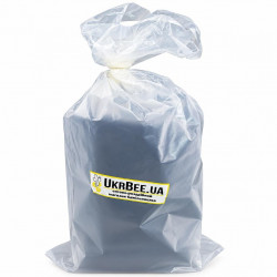 Tied clear liner bag with a UKRBEE.UA label on a white background