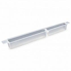 Translucent bee feeder with end tabs on a white background