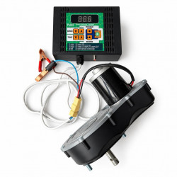 PULSE drive with control unit, wires and battery clips on a white background
