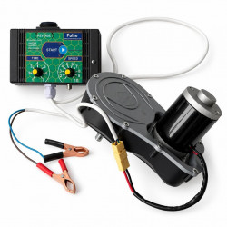 Pulse electric drive kit with motor, housing, control box and clamps on a white background